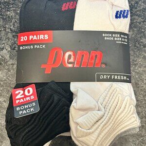 Penn Dry Fresh Bonus Pack Socks- 20 pairs (Sock Size 10-13, Shoe Size 6-12) New